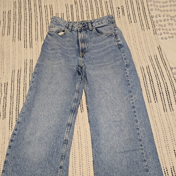 H&M Denim - H&M Washed Light Blue Wide Leg Jeans
